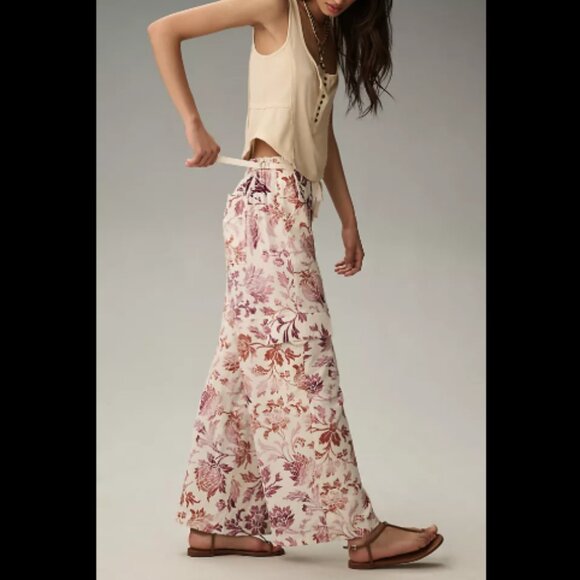 Brand New Pilcro Linen Printed Beach Cargo Pants - Picture 2 of 13